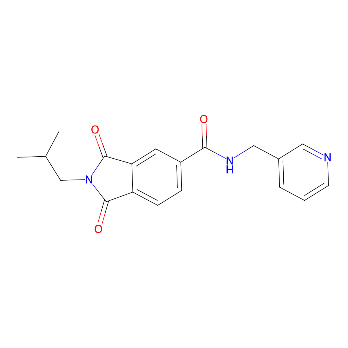 2-(2-methylpropyl)-1,3-dioxo-N-(pyridin-3-ylmethyl)-2,3-dihydro-1H-isoindole-5-carboxamide molecular structure, CAS 518022-01-0