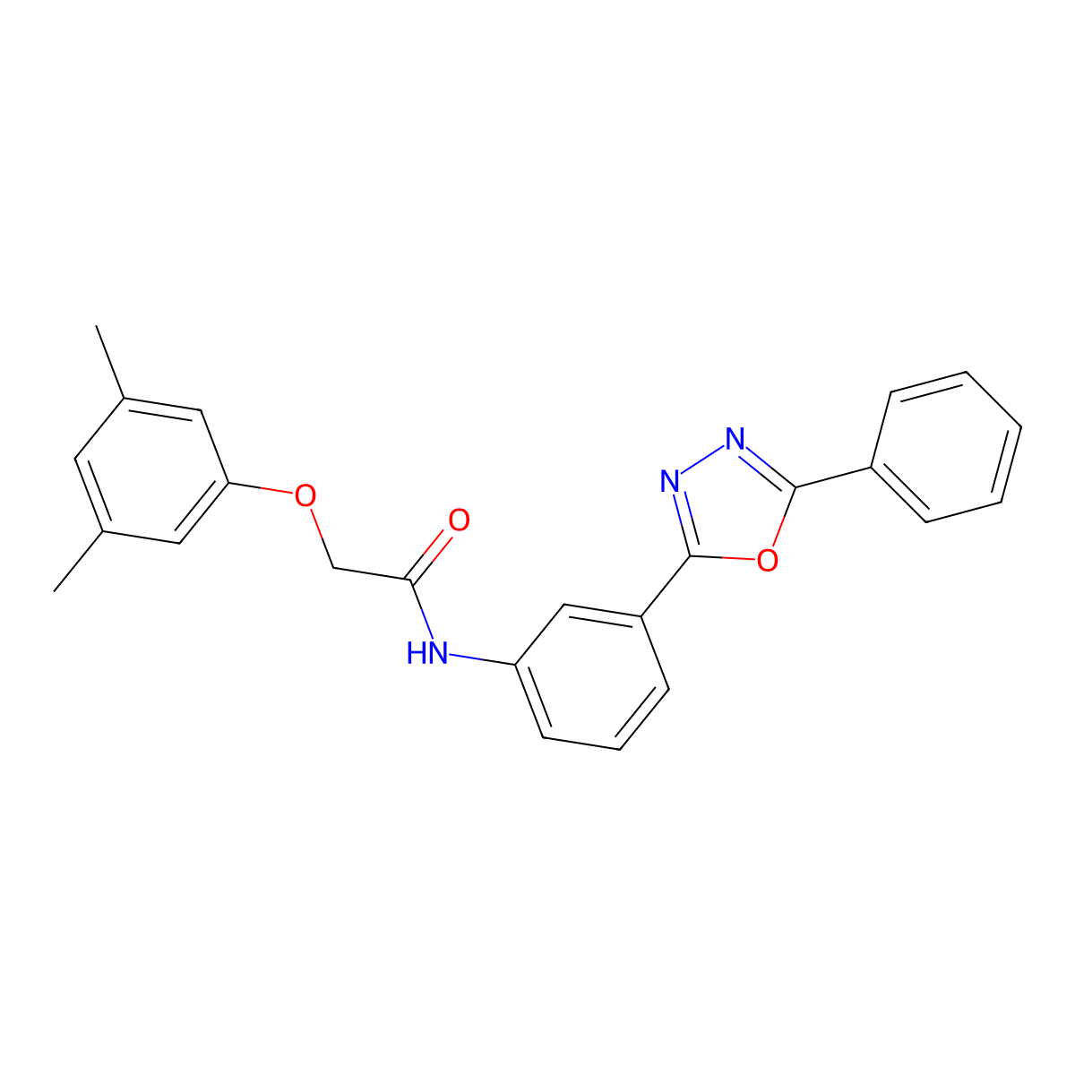 2-(3,5-dimethylphenoxy)-N-[3-(5-phenyl-1,3,4-oxadiazol-2-yl)phenyl]acetamide molecular structure, CAS 518022-11-2