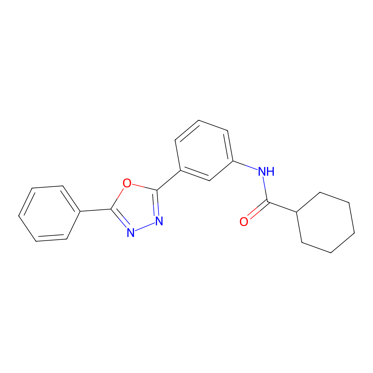 N-[3-(5-phenyl-1,3,4-oxadiazol-2-yl)phenyl]cyclohexanecarboxamide molecular structure, CAS 518022-61-2