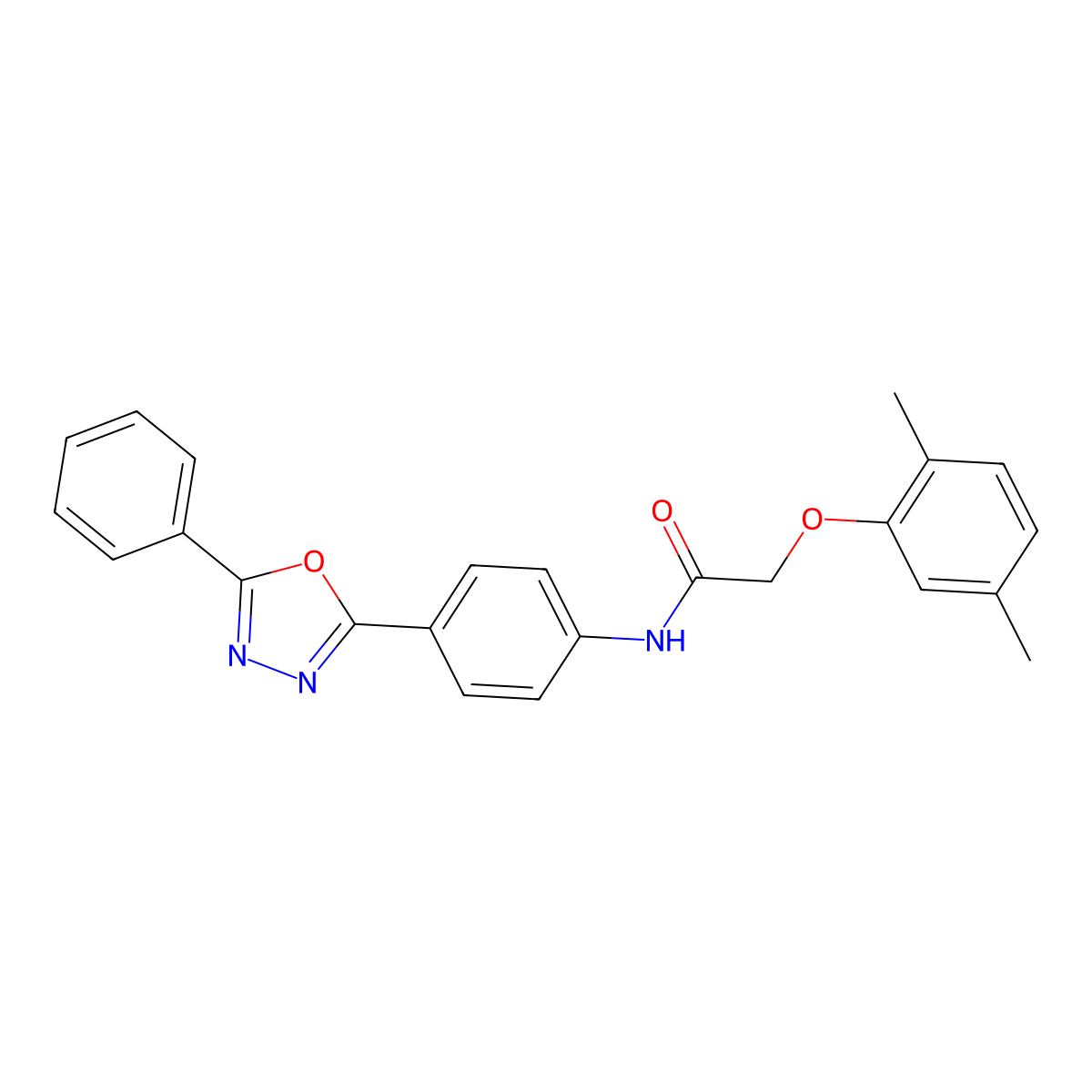 2-(2,5-dimethylphenoxy)-N-[4-(5-phenyl-1,3,4-oxadiazol-2-yl)phenyl]acetamide molecular structure, CAS 518022-71-4
