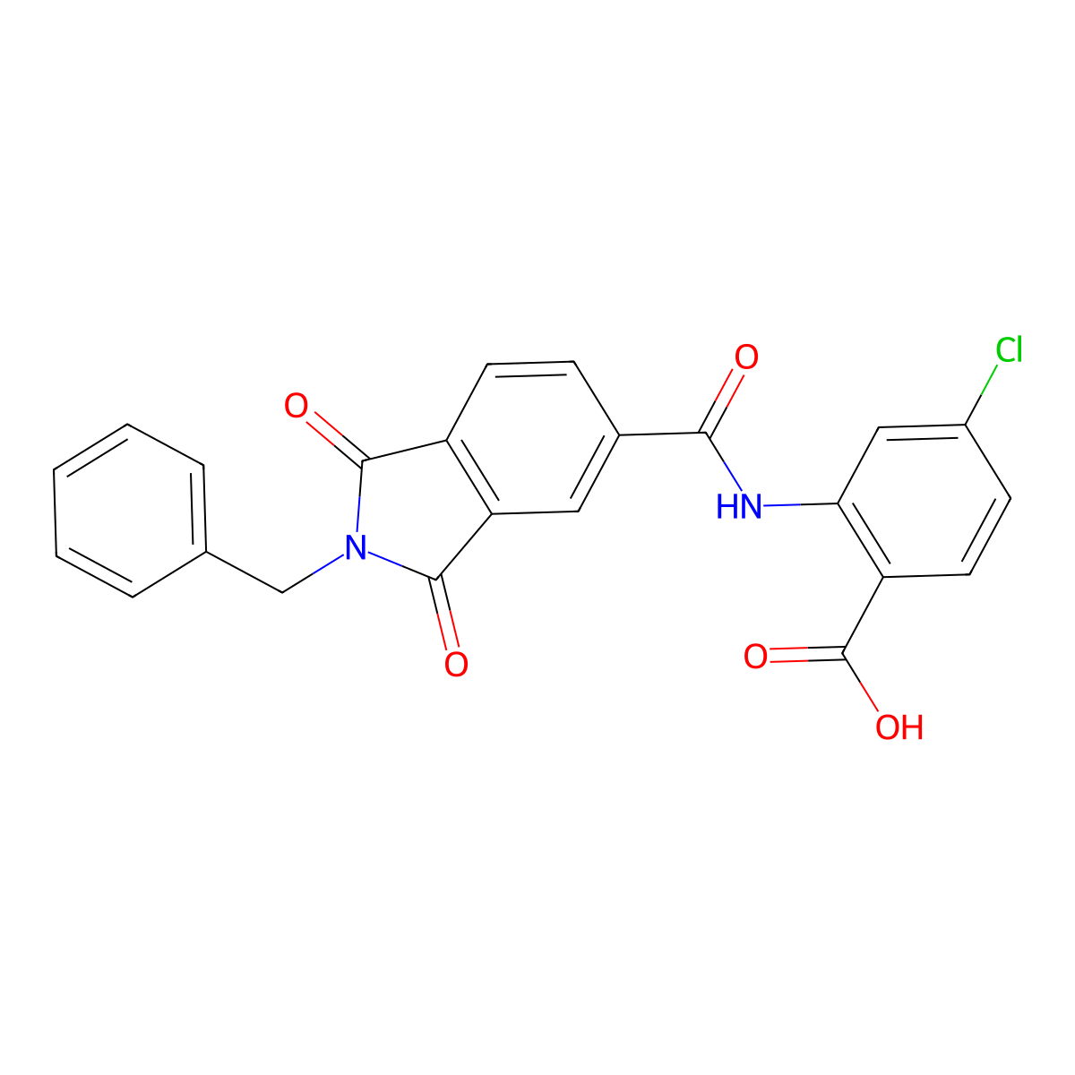 2-{[(2-benzyl-1,3-dioxo-2,3-dihydro-1H-isoindol-5-yl)carbonyl]amino}-4-chlorobenzoic acid molecular structure, CAS 518022-73-6