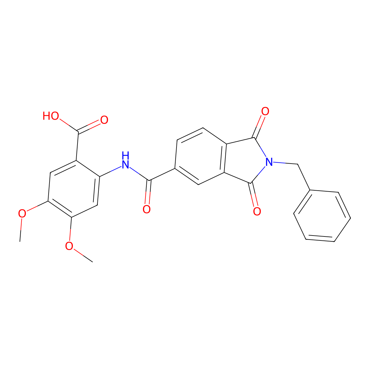 2-{[(2-benzyl-1,3-dioxo-2,3-dihydro-1H-isoindol-5-yl)carbonyl]amino}-4,5-dimethoxybenzoic acid molecular structure, CAS 518022-76-9