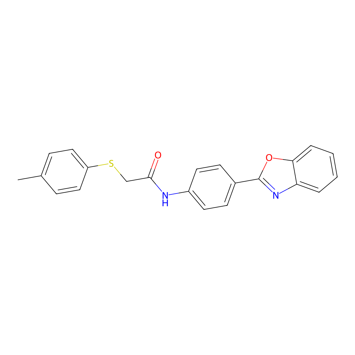 N-[4-(1,3-benzoxazol-2-yl)phenyl]-2-(4-methylphenyl)sulfanylacetamide molecular structure, CAS 518022-84-9