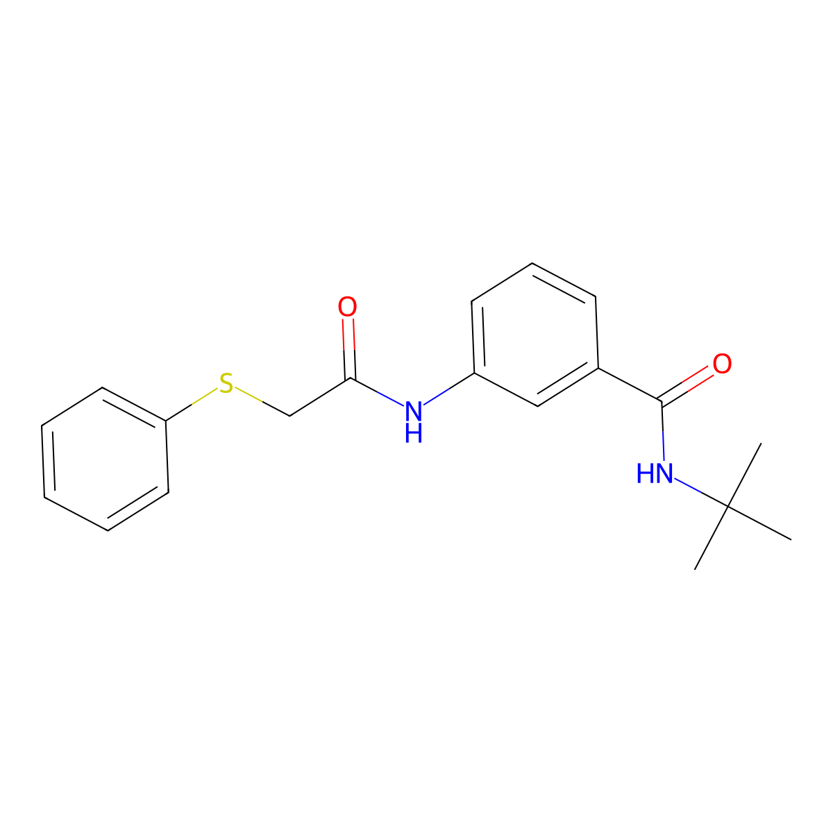 N-tert-butyl-3-[(2-phenylsulfanylacetyl)amino]benzamide molecular structure, CAS 518022-93-0