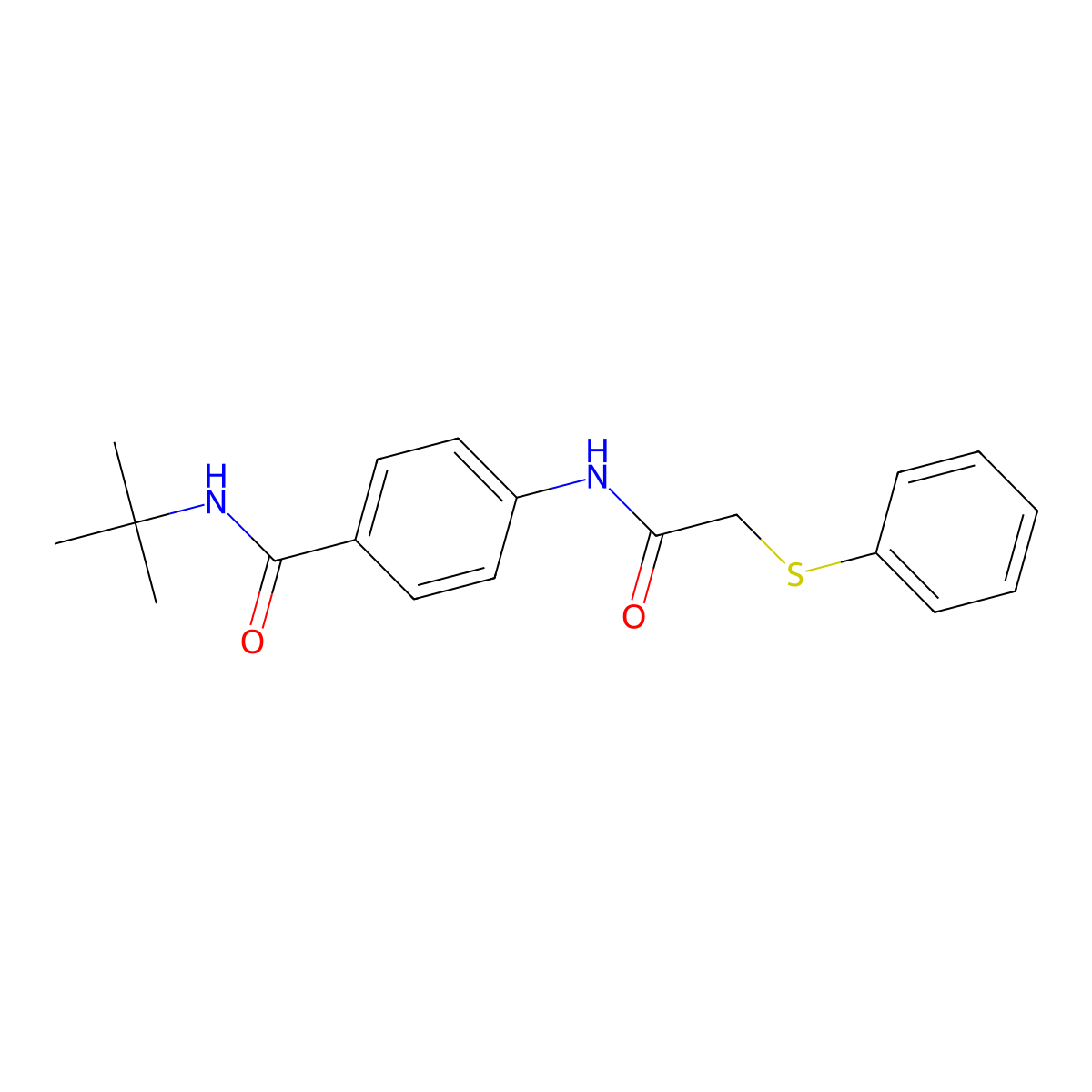N-tert-butyl-4-{[(phenylsulfanyl)acetyl]amino}benzamide molecular structure, CAS 518022-95-2