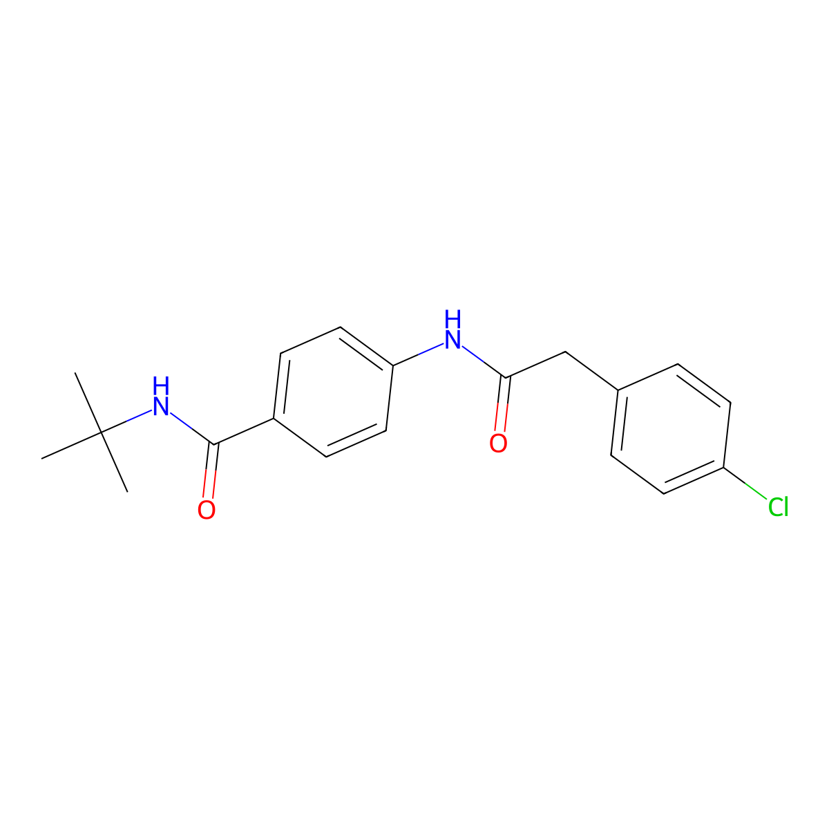 N-tert-butyl-4-{[(4-chlorophenyl)acetyl]amino}benzamide molecular structure, CAS 518022-99-6
