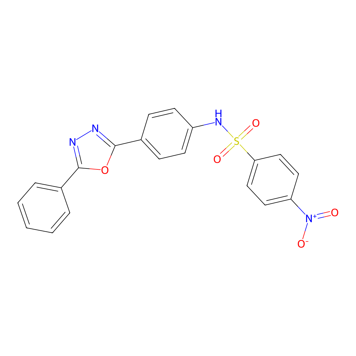 4-nitro-N-[4-(5-phenyl-1,3,4-oxadiazol-2-yl)phenyl]benzenesulfonamide molecular structure, CAS 518023-22-8