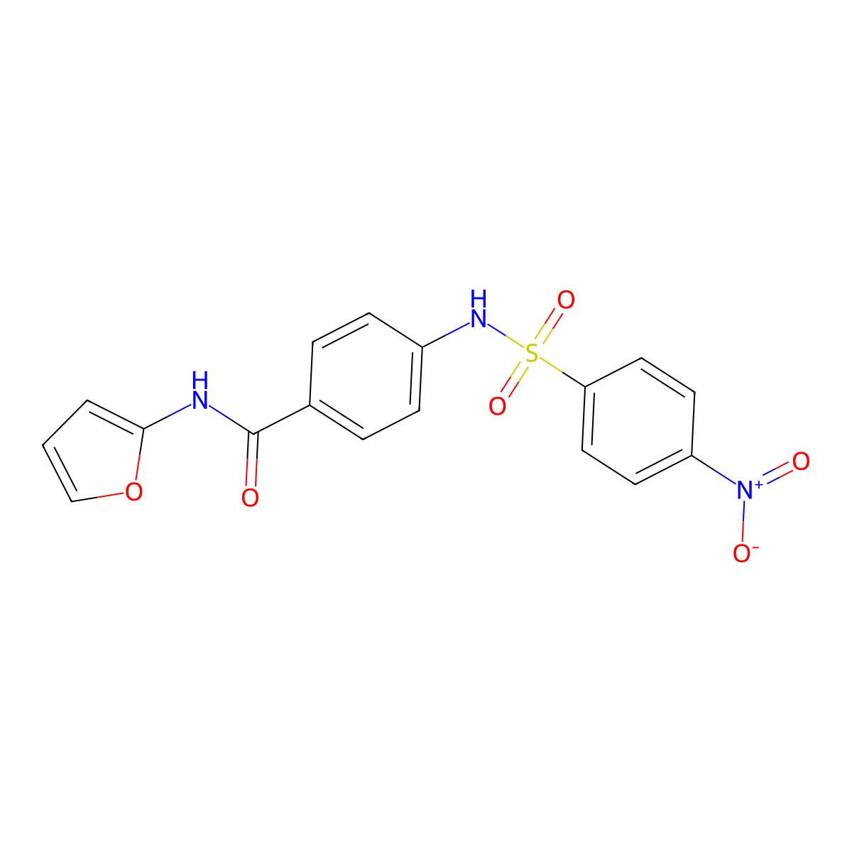 N-(furan-2-yl)-4-[(4-nitrophenyl)sulfonylamino]benzamide molecular structure, CAS 518023-28-4