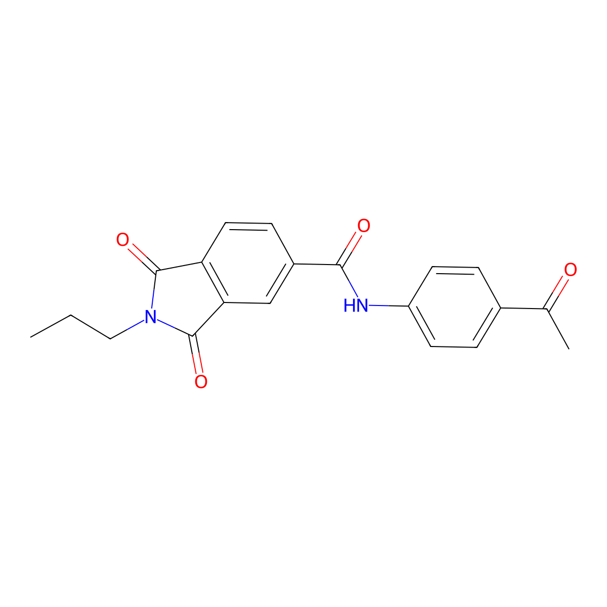 N-(4-acetylphenyl)-1,3-dioxo-2-propylisoindole-5-carboxamide molecular structure, CAS 518023-38-6