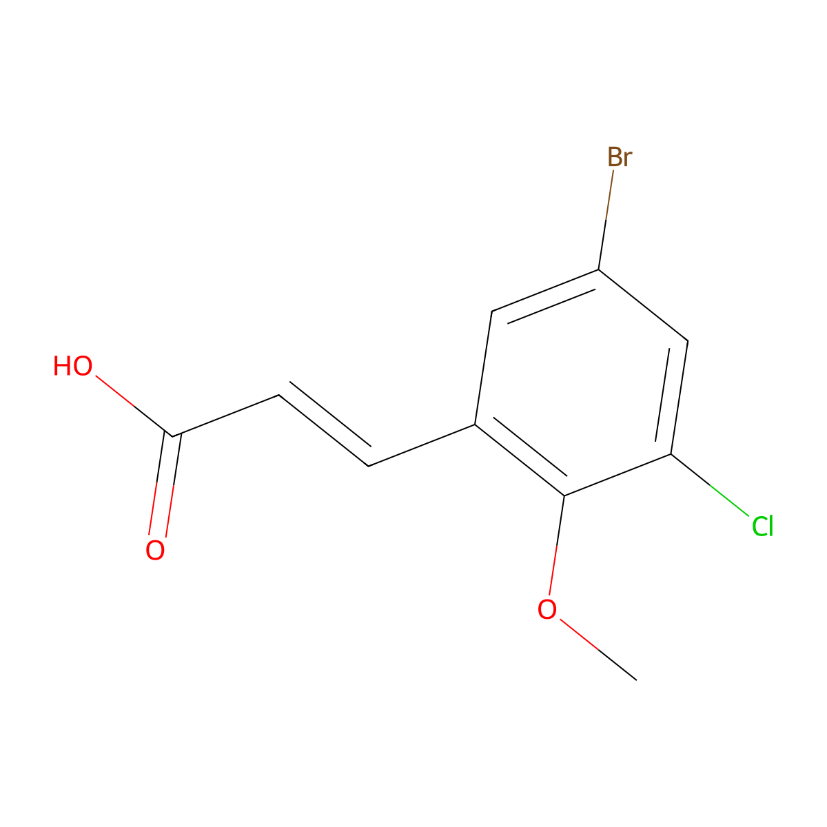 (2E)-3-(5-Bromo-3-chloro-2-methoxyphenyl)acrylic acid molecular structure, CAS 518023-87-5