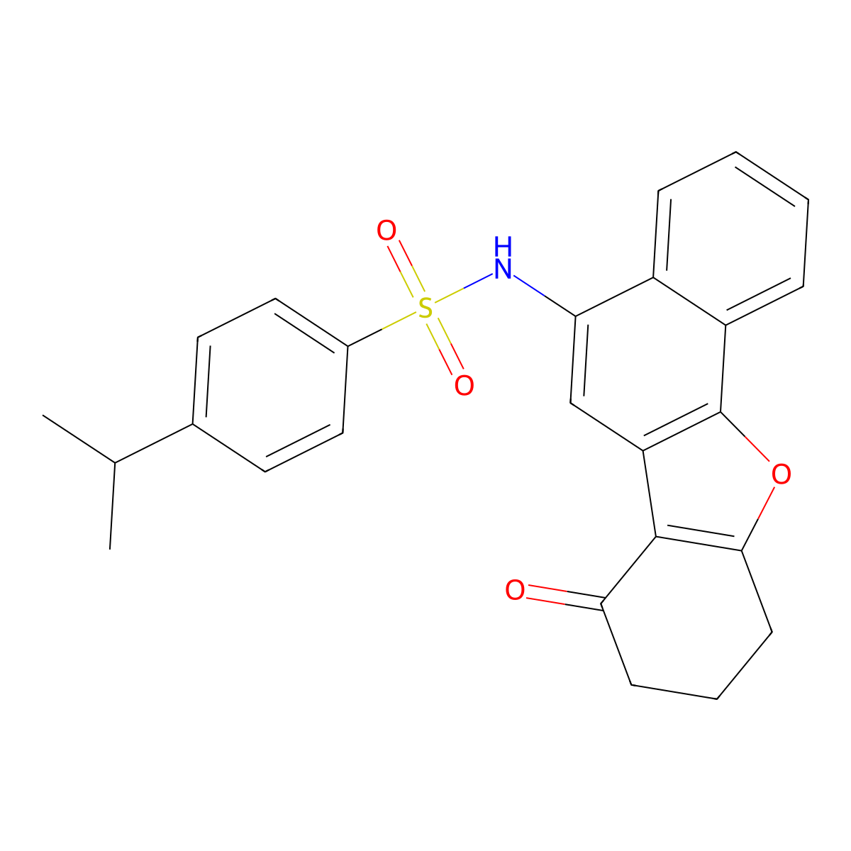 N-(7-oxo-9,10-dihydro-8H-naphtho[1,2-b][1]benzofuran-5-yl)-4-propan-2-ylbenzenesulfonamide molecular structure, CAS 518032-95-6