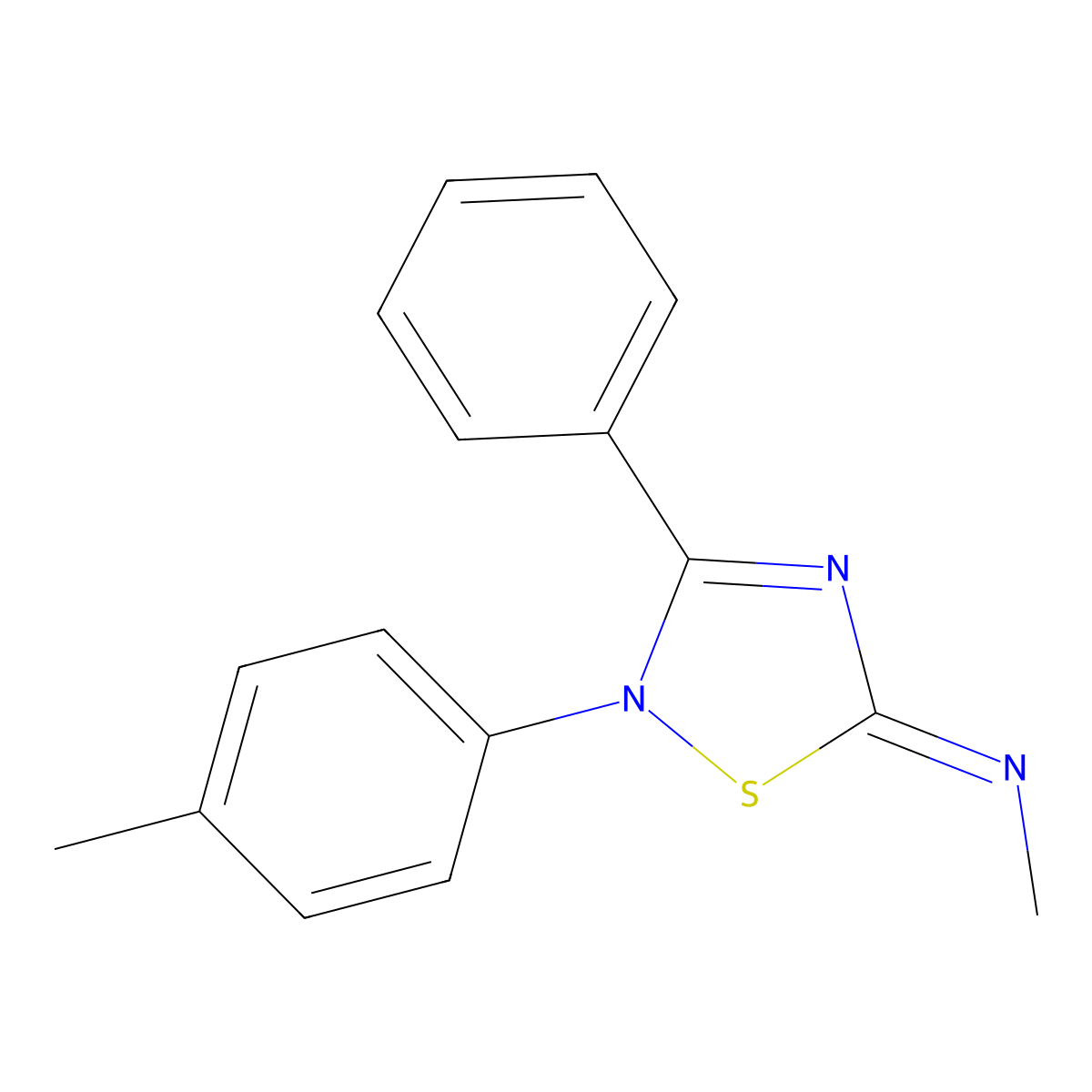 N-Methyl-3-phenyl-2-(p-tolyl)-1,2,4-thiadiazol-5(2H)-imine molecular structure, CAS 518035-94-4