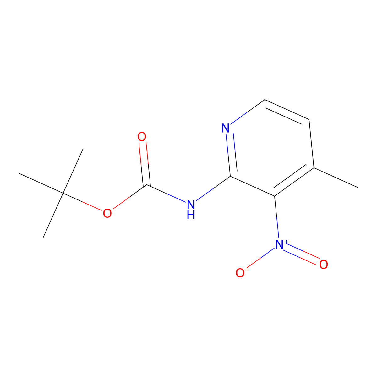 tert-butyl N-(4-methyl-3-nitropyridin-2-yl)carbamate molecular structure, CAS 518038-71-6