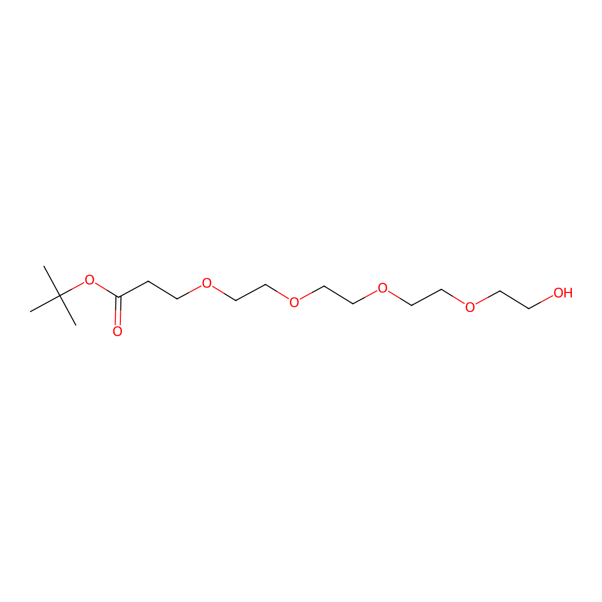 Tert-butyl 1-hydroxy-3,6,9,12-tetraoxapentadecan-15-oate molecular structure, CAS 518044-32-1
