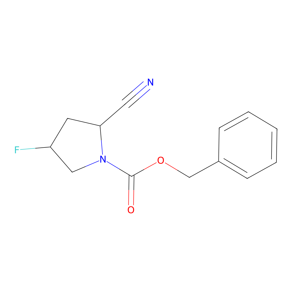 benzyl (2S,4S)-2-cyano-4-fluoropyrrolidine-1-carboxylate molecular structure, CAS 518047-78-4