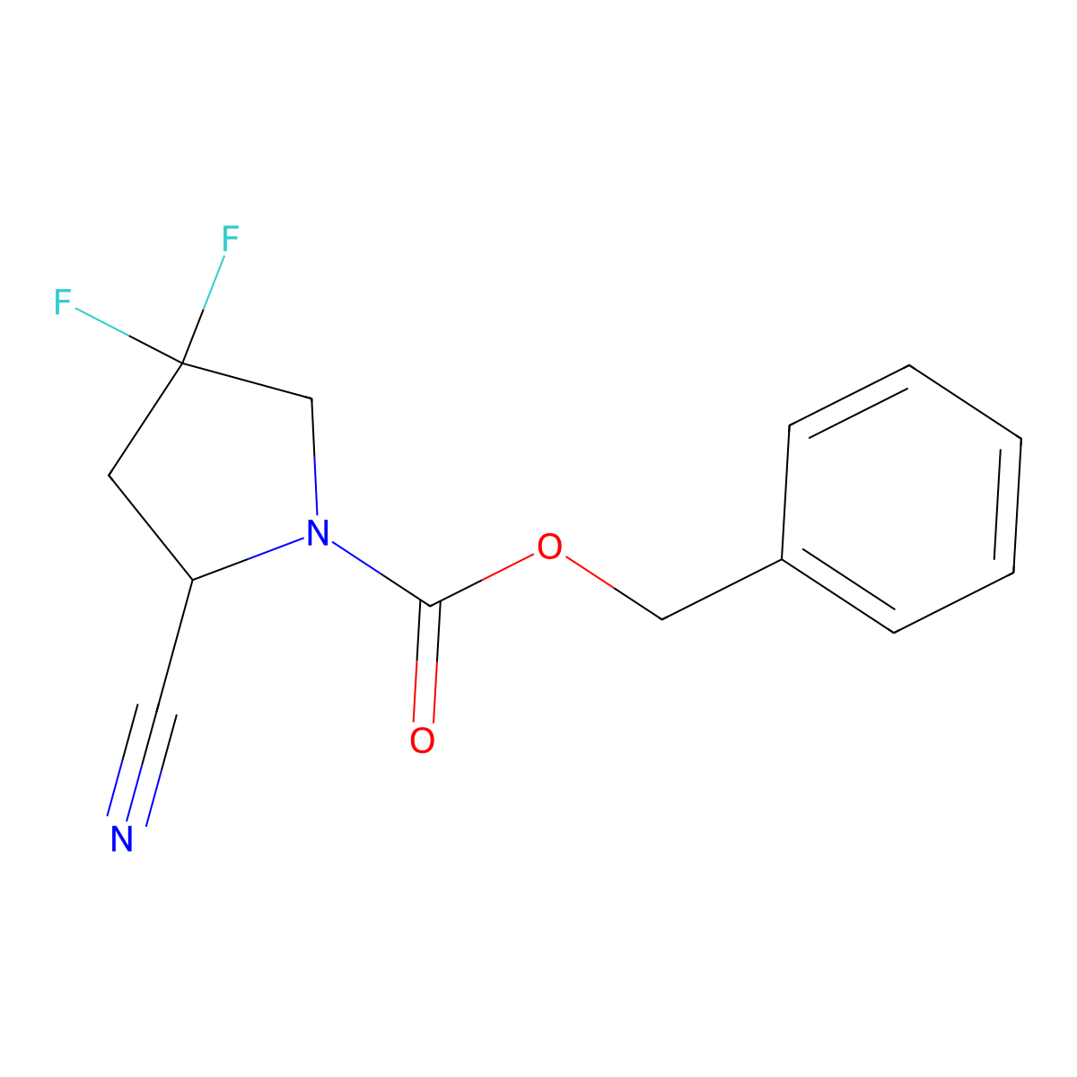 Benzyl-(2S)-2-cyano-4,4-difluoropyrrolidine-1-carboxylate molecular structure, CAS 518048-09-4