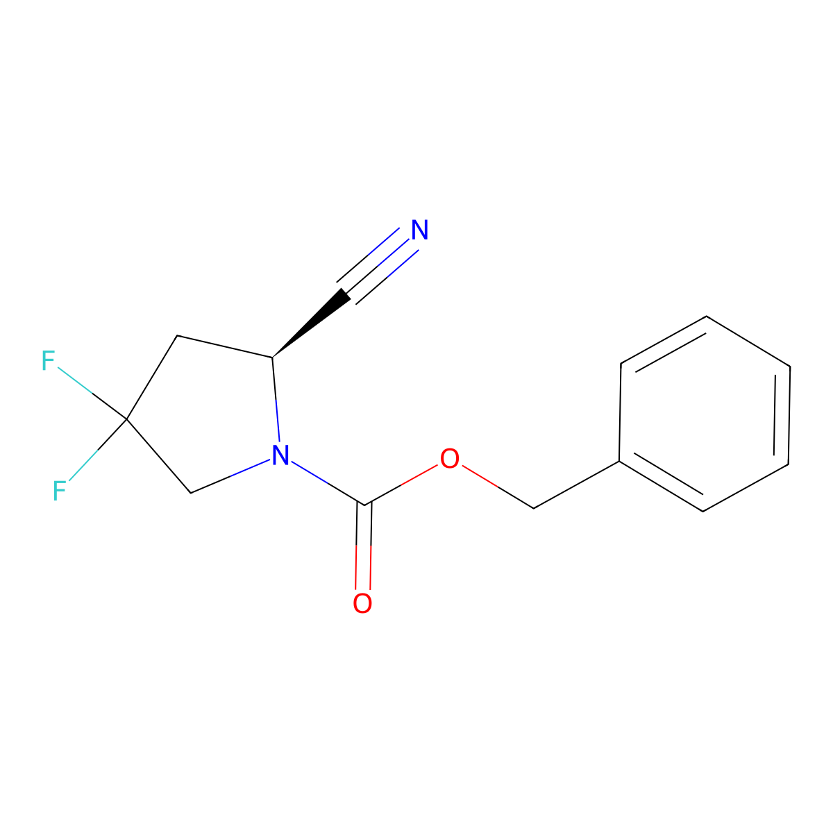 Benzyl-(2S)-2-cyano-4,4-difluoropyrrolidine-1-carboxylate molecular structure, CAS 518048-09-4