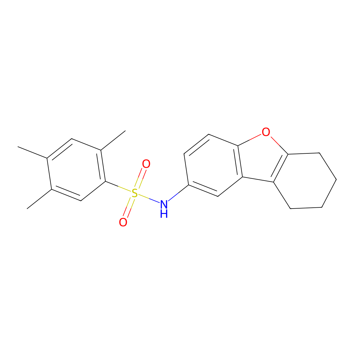2,4,5-trimethyl-N-(6,7,8,9-tetrahydrodibenzofuran-2-yl)benzenesulfonamide molecular structure, CAS 518052-48-7