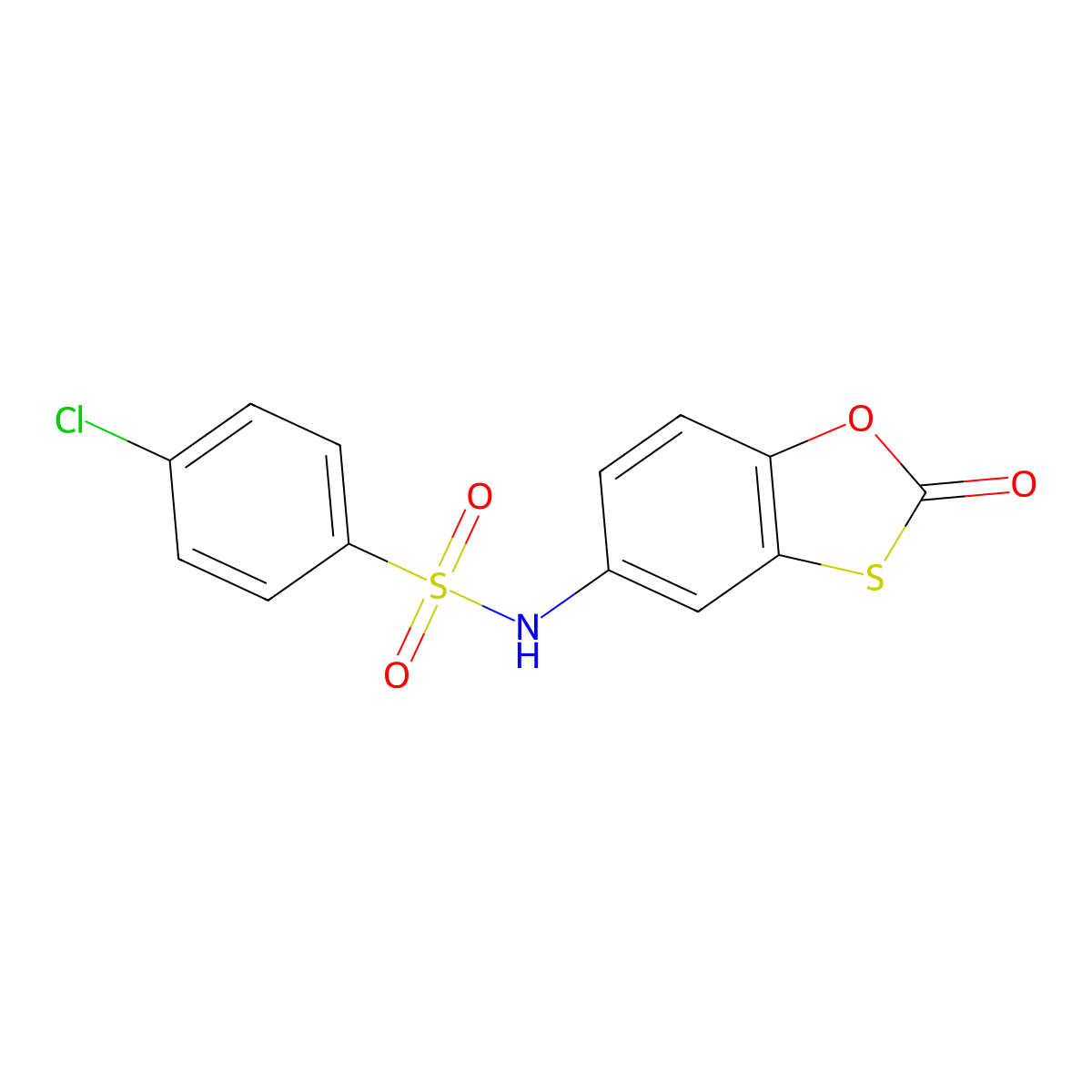 4-chloro-N-(2-oxo-1,3-benzoxathiol-5-yl)benzenesulfonamide molecular structure, CAS 518052-51-2