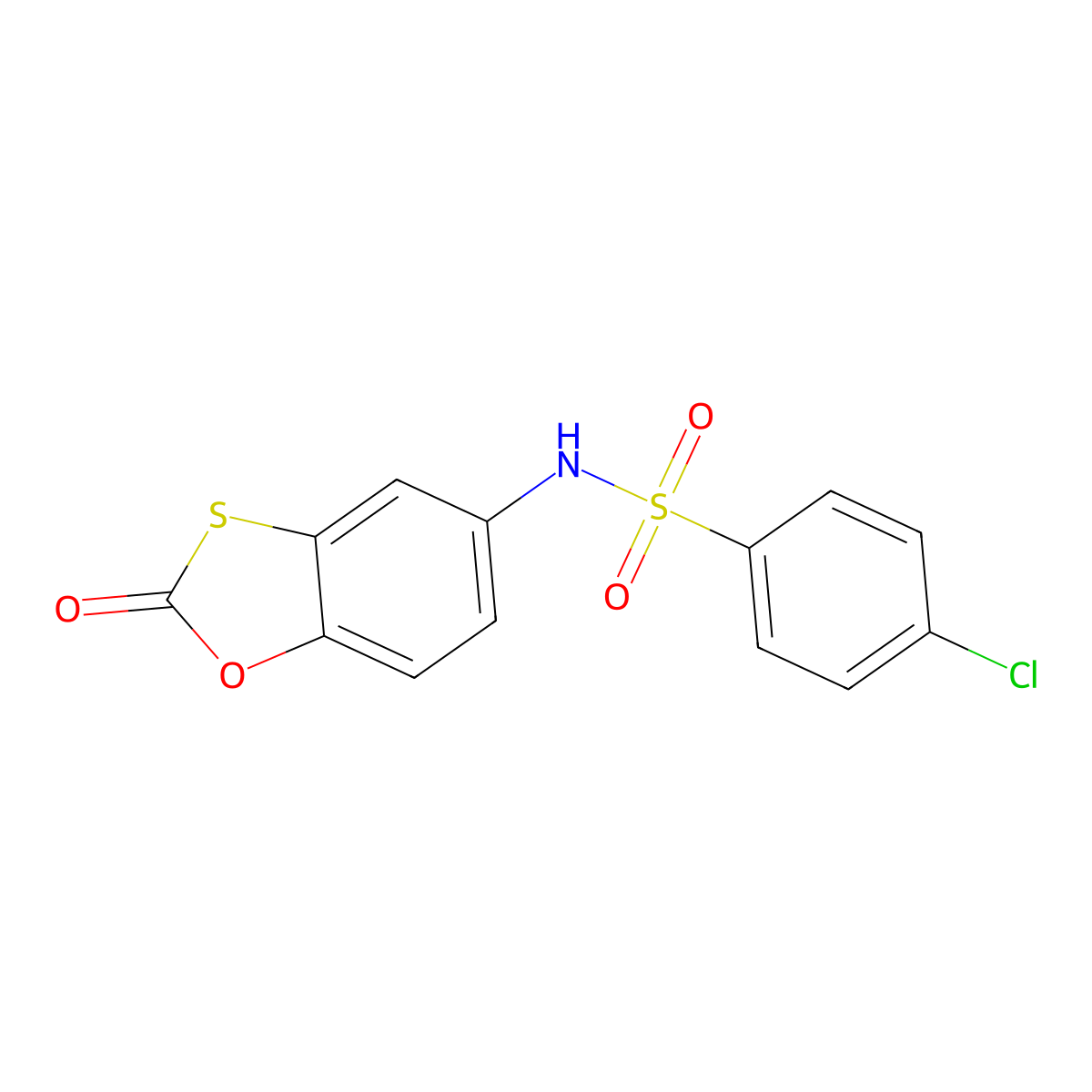4-chloro-N-(2-oxo-1,3-benzoxathiol-5-yl)benzenesulfonamide molecular structure, CAS 518052-51-2