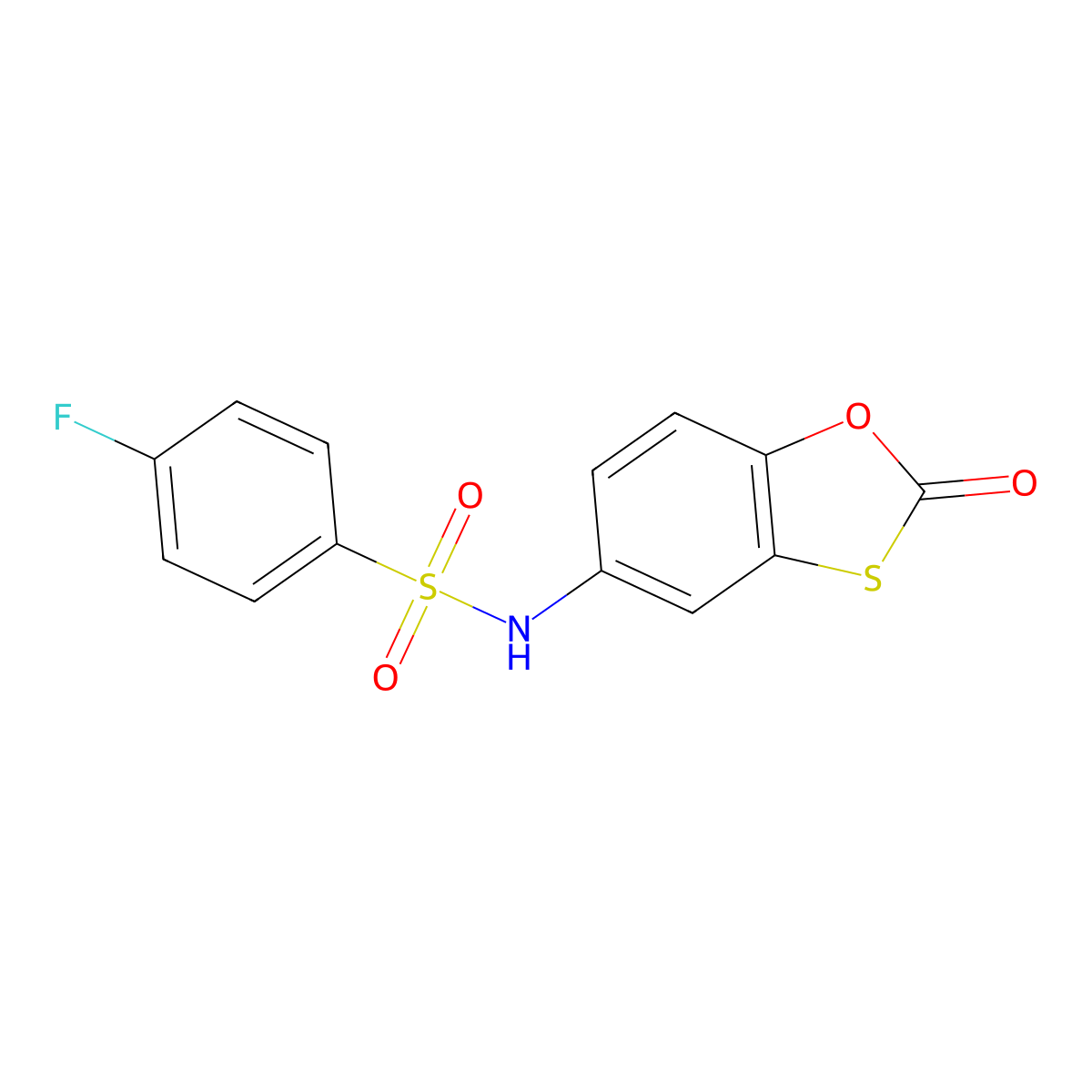4-fluoro-N-(2-oxo-1,3-benzoxathiol-5-yl)benzenesulfonamide molecular structure, CAS 518052-53-4
