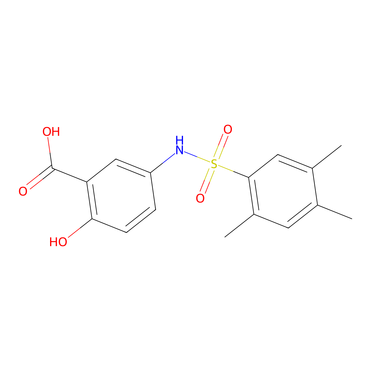 2-Hydroxy-5-[(2,4,5-trimethylphenyl)sulfonylamino]benzoic acid molecular structure, CAS 518052-82-9