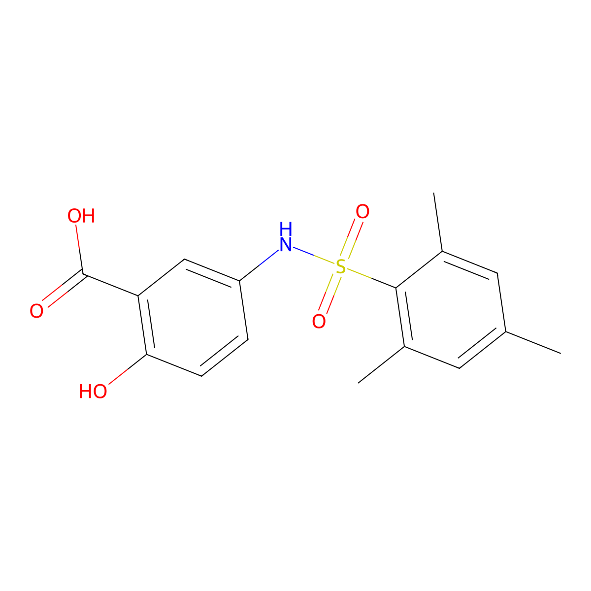 2-Hydroxy-5-[(mesitylsulfonyl)amino]benzoic acid molecular structure, CAS 518052-83-0