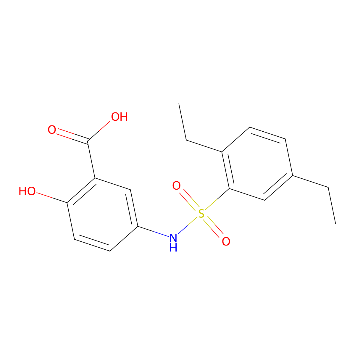 5-{[(2,5-Diethylphenyl)sulfonyl]amino}-2-hydroxybenzoic acid molecular structure, CAS 518052-93-2