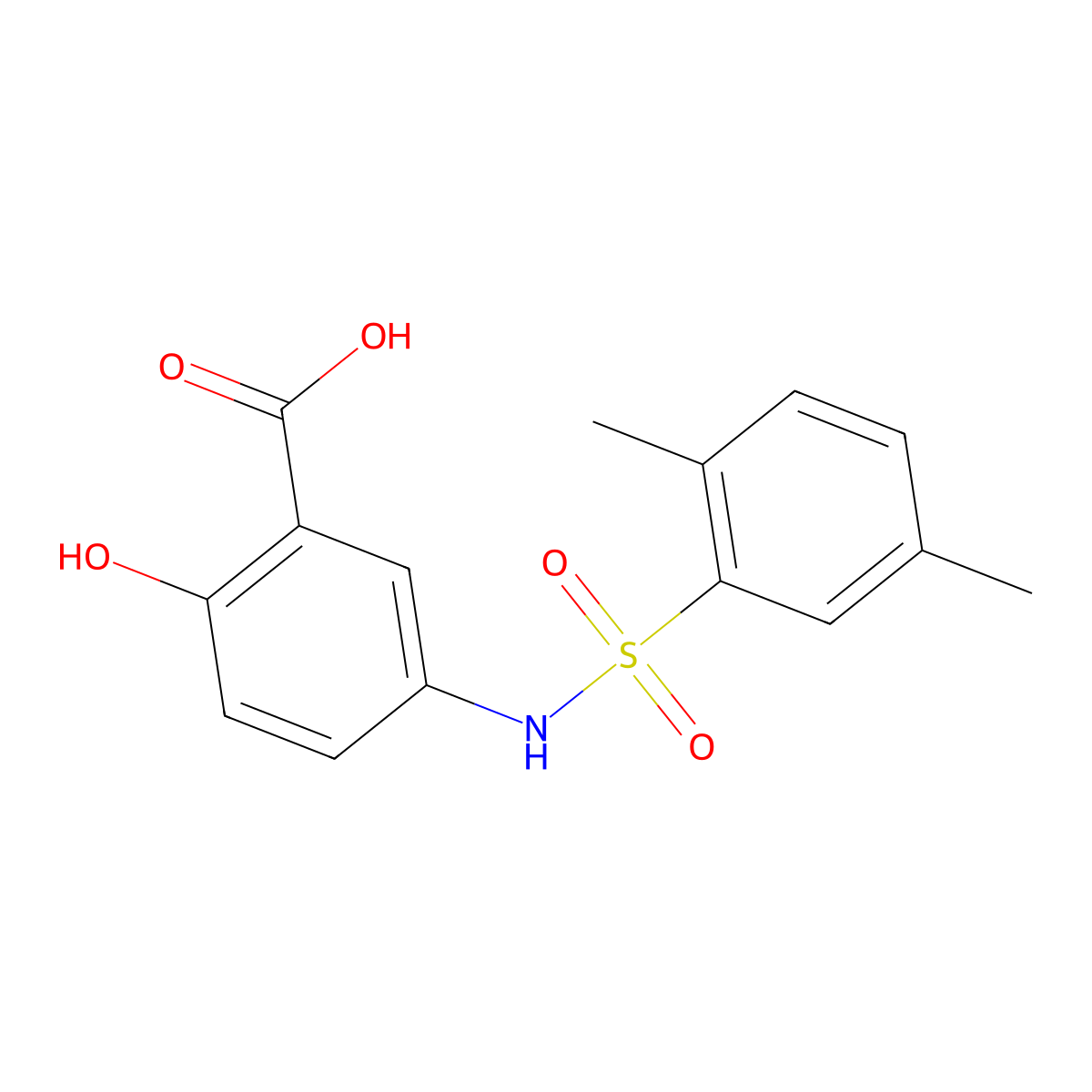 5-[(2,5-Dimethylphenyl)sulfonylamino]-2-hydroxybenzoic acid molecular structure, CAS 518052-94-3