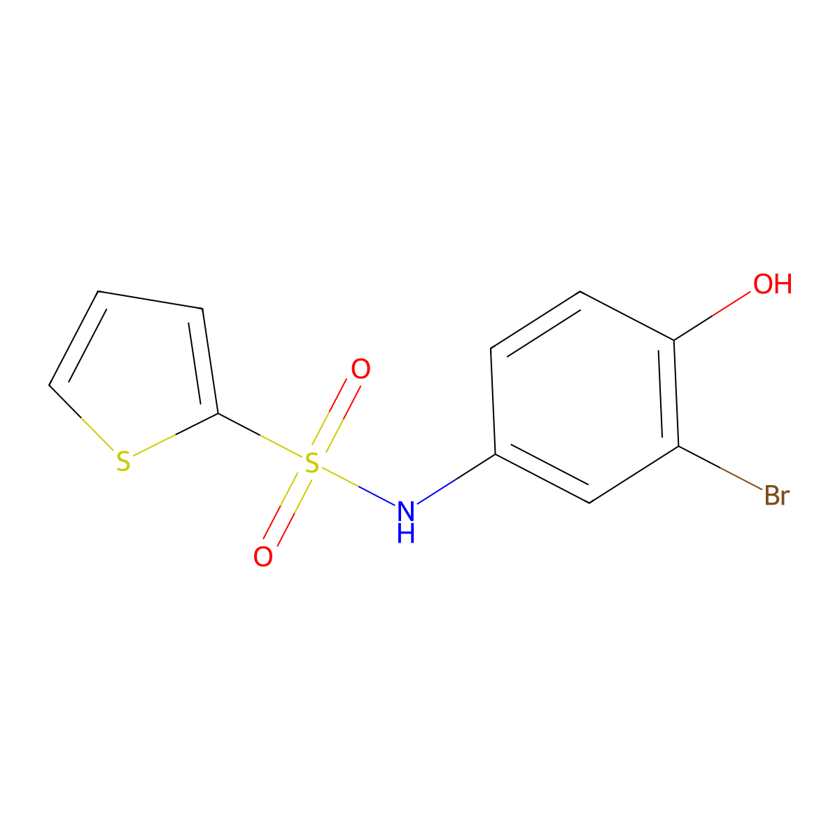 N-(3-bromo-4-hydroxyphenyl)thiophene-2-sulfonamide molecular structure, CAS 518053-28-6