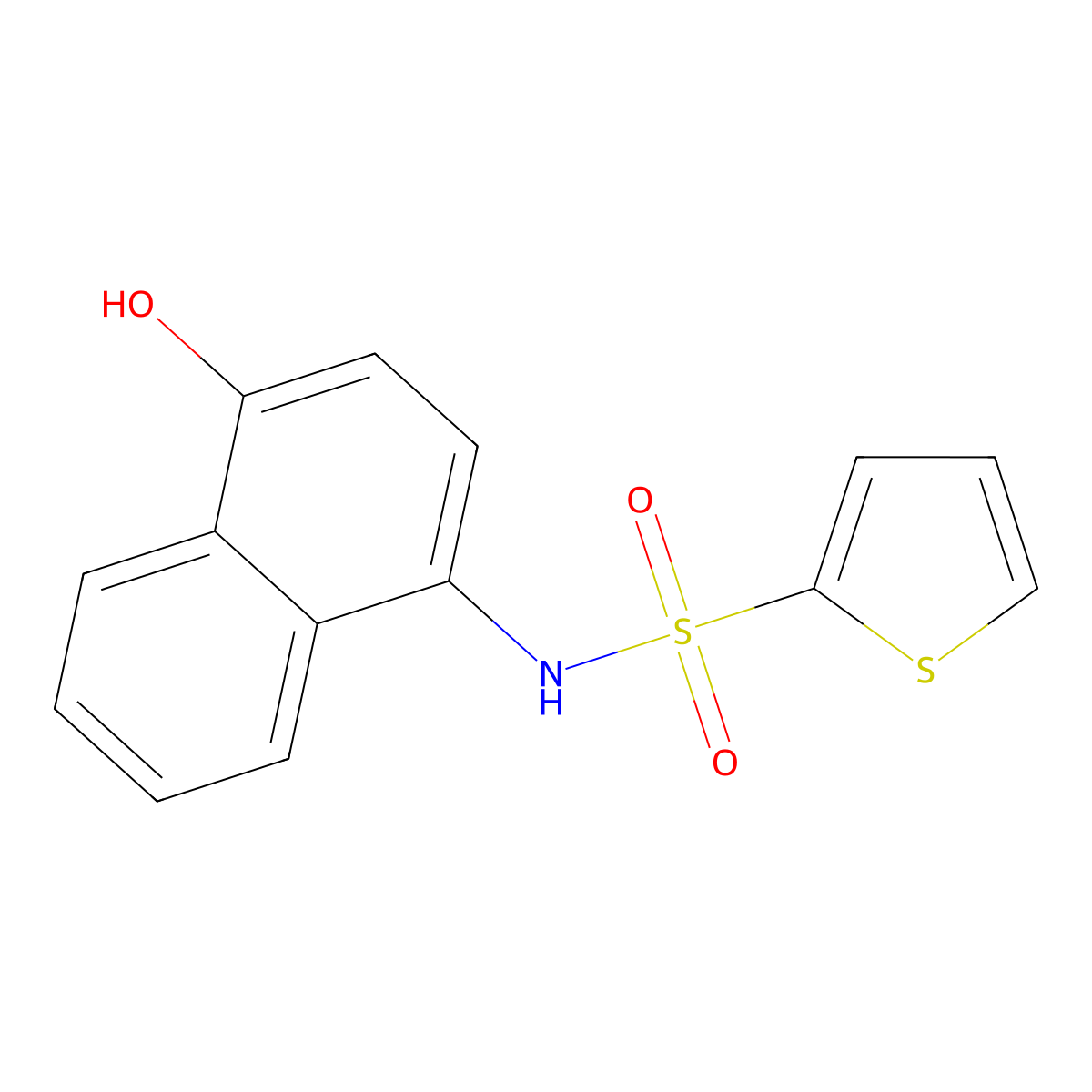 N-(4-hydroxynaphthalen-1-yl)thiophene-2-sulfonamide molecular structure, CAS 518053-42-4