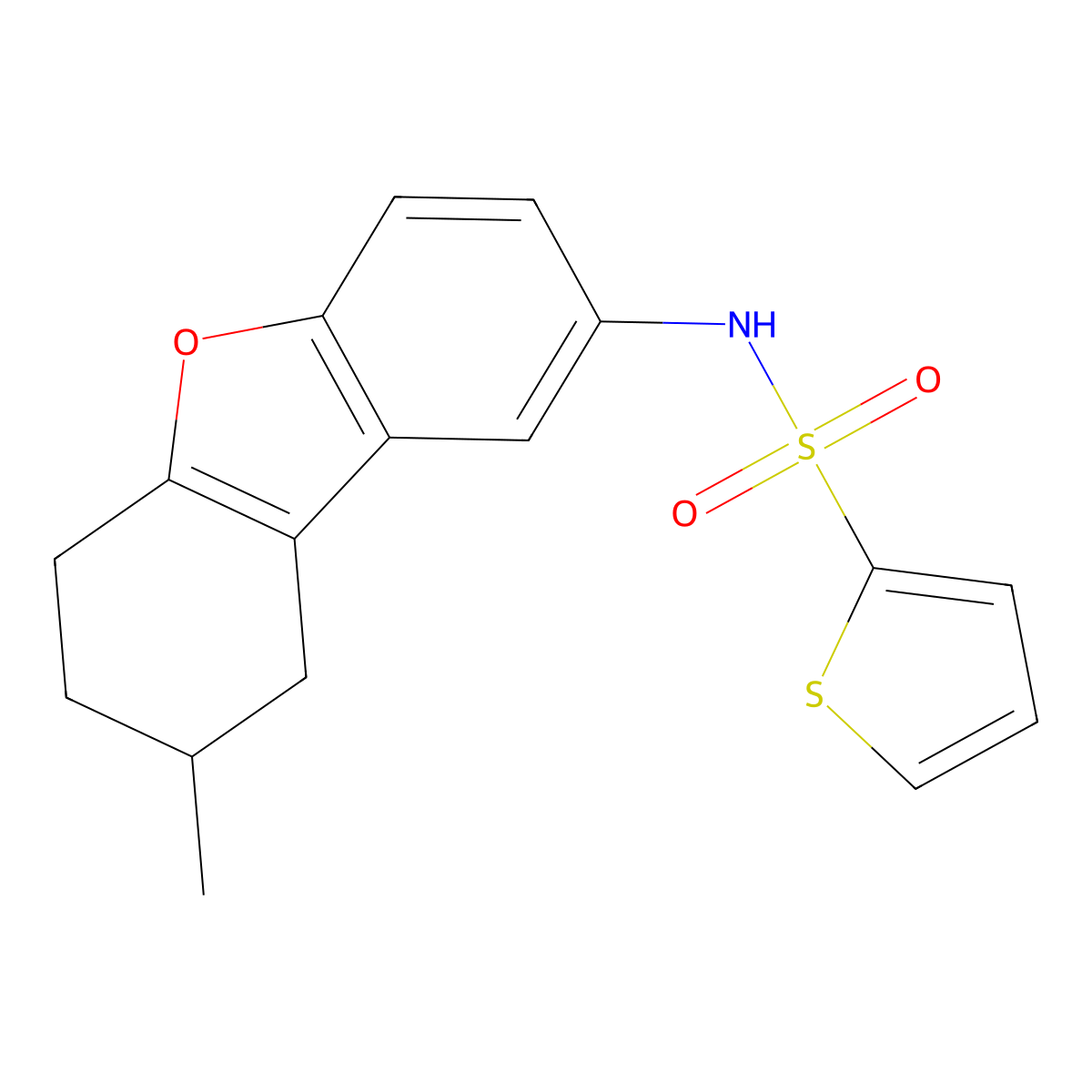 N-(8-methyl-6,7,8,9-tetrahydrodibenzofuran-2-yl)thiophene-2-sulfonamide molecular structure, CAS 518053-47-9