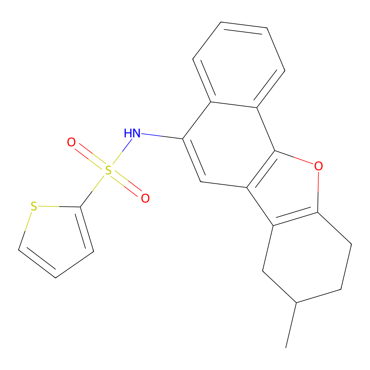 N-(8-methyl-7,8,9,10-tetrahydronaphtho[1,2-b]benzofuran-5-yl)thiophene-2-sulfonamide molecular structure, CAS 518053-49-1