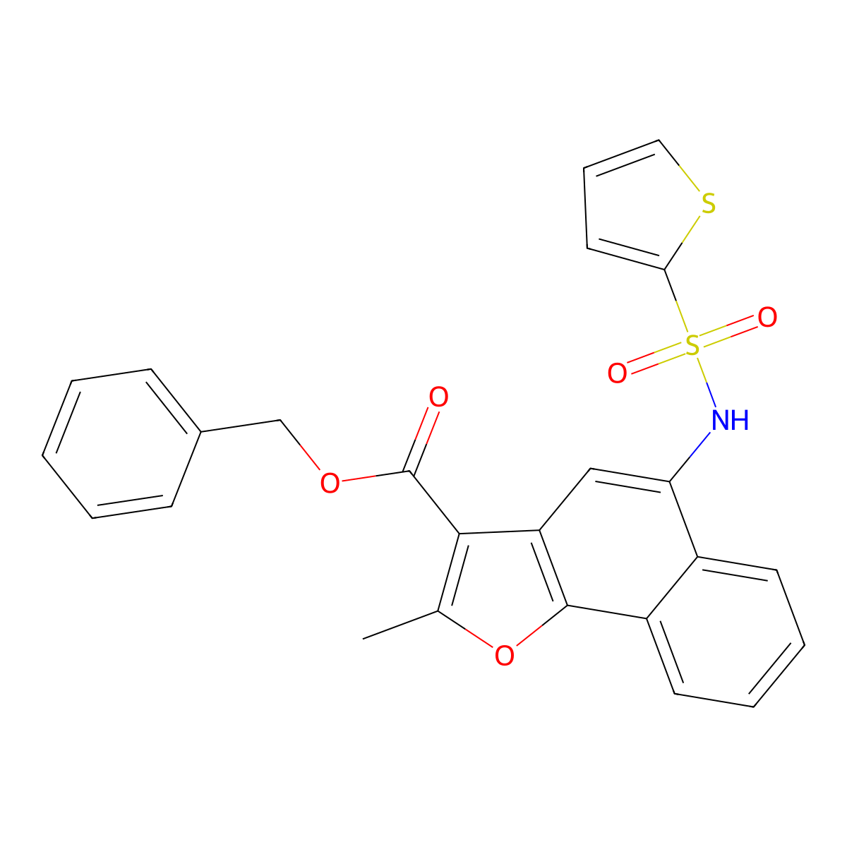 Benzyl 2-methyl-5-(thiophene-2-sulfonamido)naphtho[1,2-b]furan-3-carboxylate molecular structure, CAS 518053-59-3