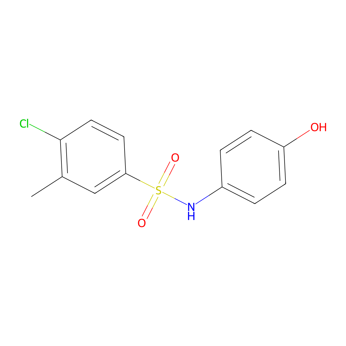 4-chloro-N-(4-hydroxyphenyl)-3-methylbenzene-1-sulfonamide molecular structure, CAS 518054-50-7
