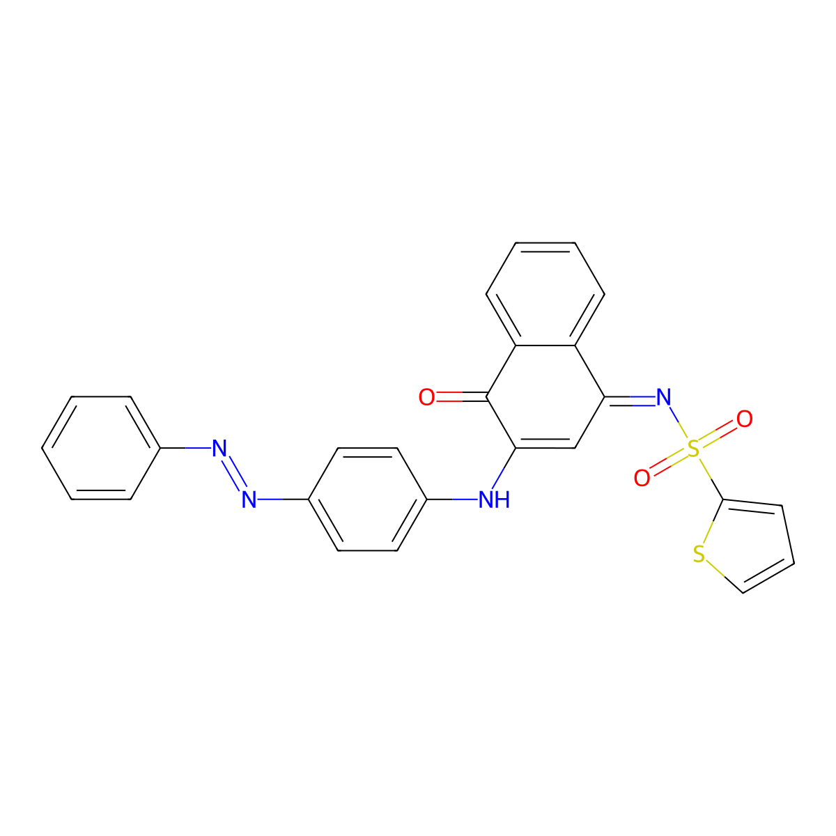 2-Thiophenesulfonamide, N-[4-oxo-3-[[4-(2-phenyldiazenyl)phenyl]amino]-1(4H)-naphthalenylidene]- molecular structure, CAS 518056-90-1
