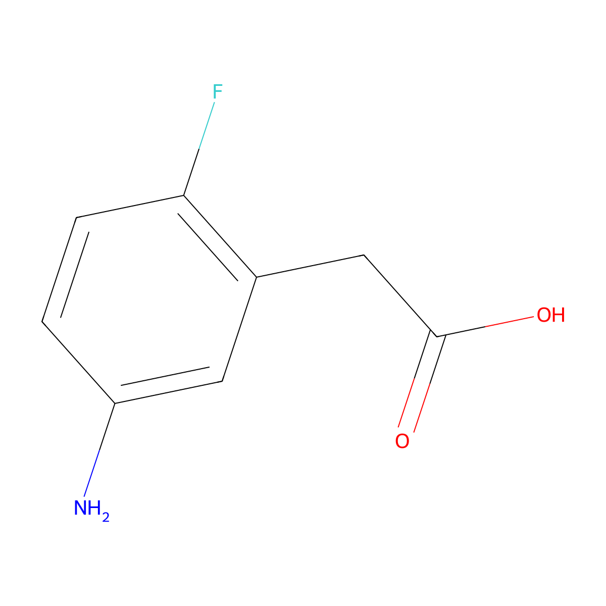 5-Amino-2-fluorophenylacetic acid molecular structure, CAS 518057-74-4