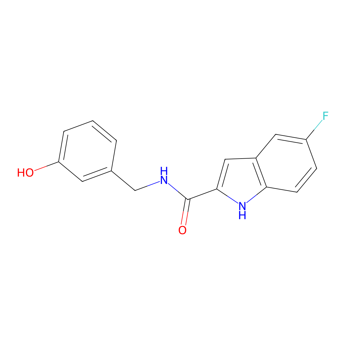 5-Fluoro-N-(3-hydroxybenzyl)-1H-indole-2-carboxamide molecular structure, CAS 518058-84-9