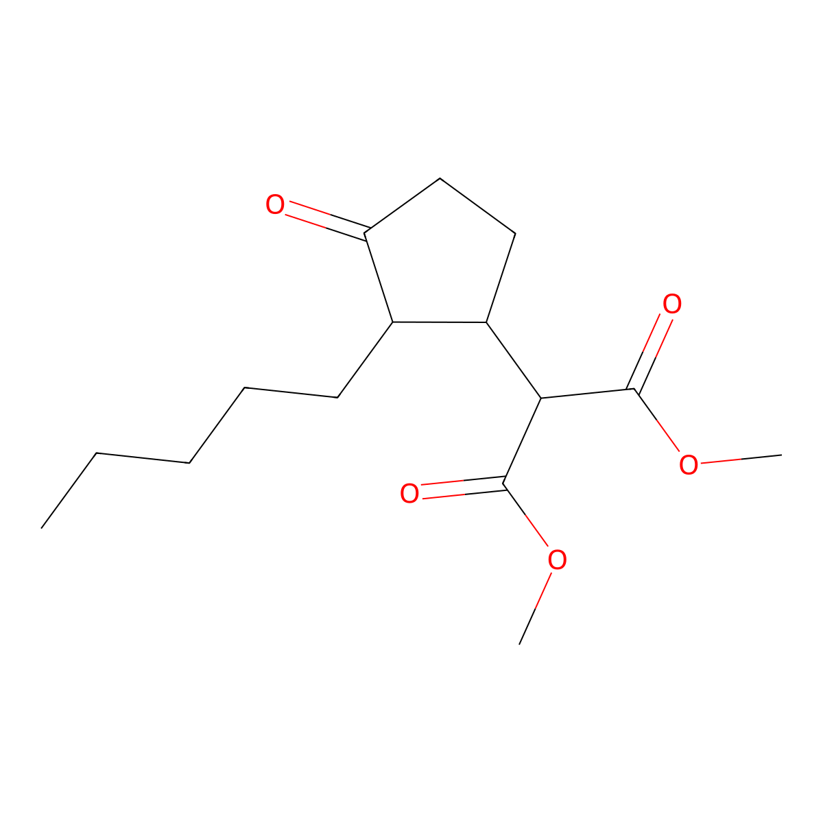 Dimethyl (3-oxo-2-pentylcyclopentyl)malonate molecular structure, CAS 51806-23-6