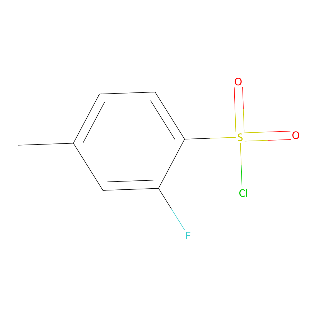 2-Fluoro-4-methylbenzenesulphonyl chloride molecular structure, CAS 518070-29-6