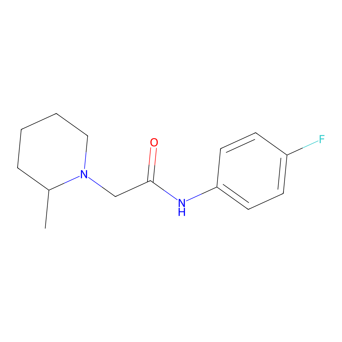 N-(4-fluorophenyl)-2-(2-methylpiperidin-1-yl)acetamide molecular structure, CAS 5181-13-5