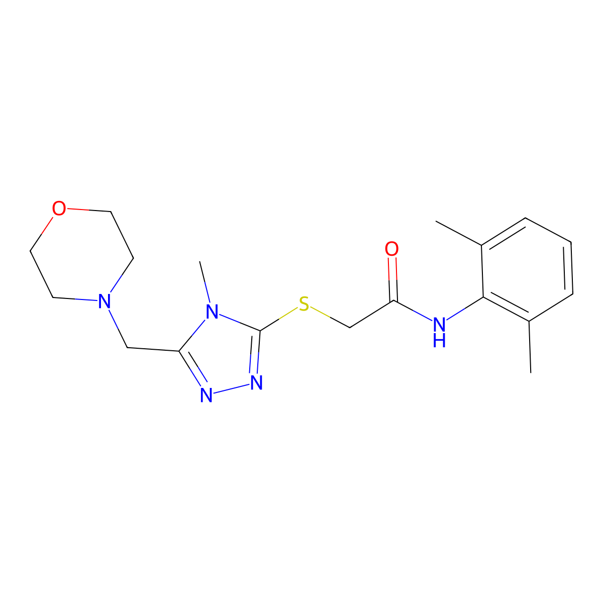 N-(2,6-dimethylphenyl)-2-[[4-methyl-5-(morpholin-4-ylmethyl)-1,2,4-triazol-3-yl]sulfanyl]acetamide molecular structure, CAS 5181-73-7