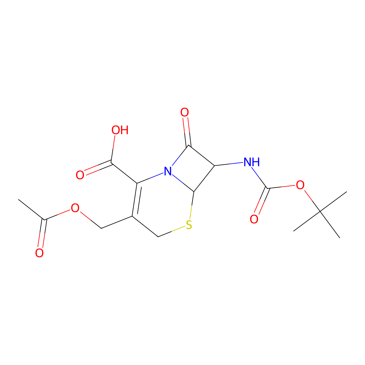 (6R,7R)-3-[(acetyloxy)methyl]-7-{[(tert-butoxy)carbonyl]amino}-8-oxo-5-thia-1-azabicyclo[4.2.0]oct-2-ene-2-carboxylic acid molecular structure, CAS 51813-40-2