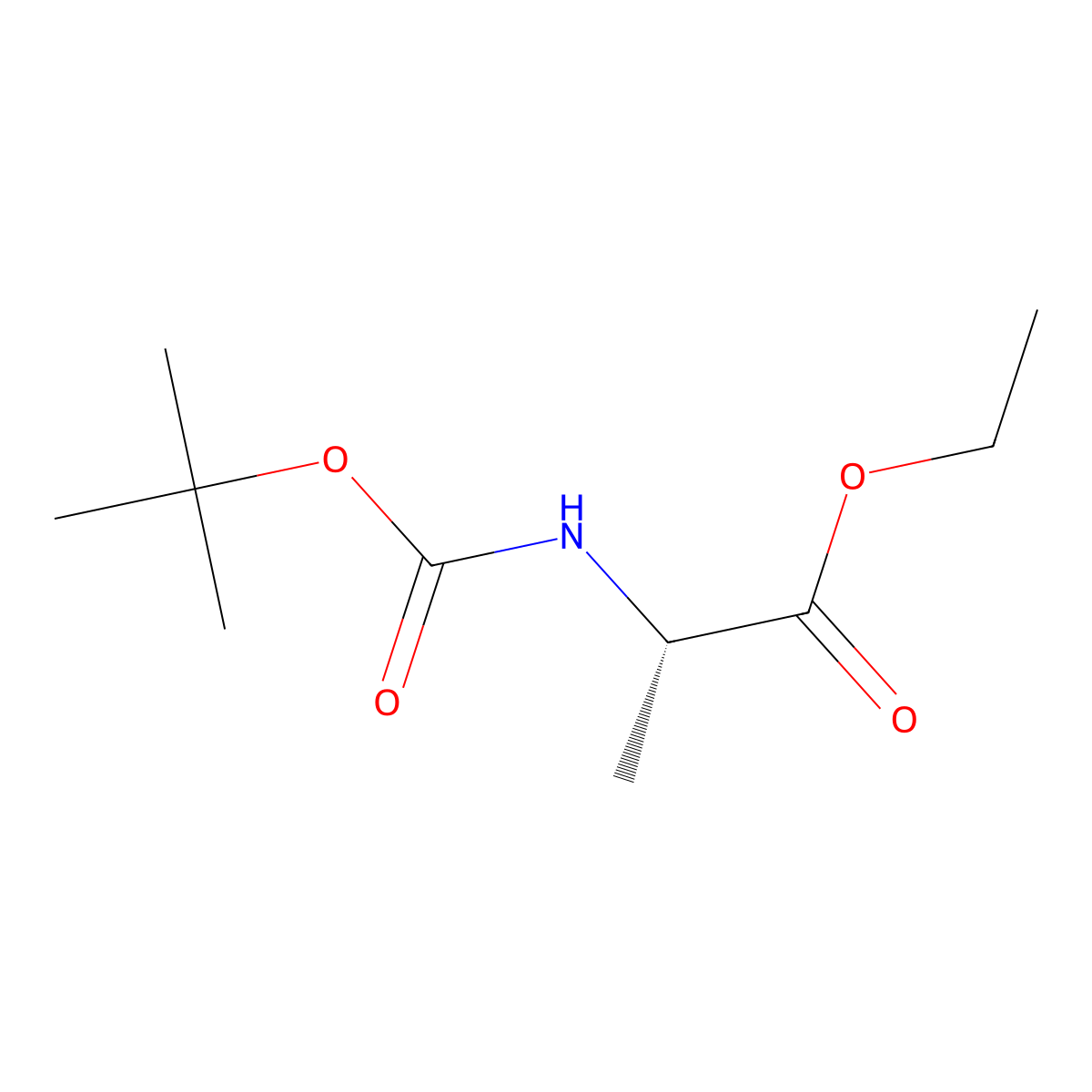 (S)-Ethyl 2-((tert-butoxycarbonyl)amino) propanoate molecular structure, CAS 51814-53-0