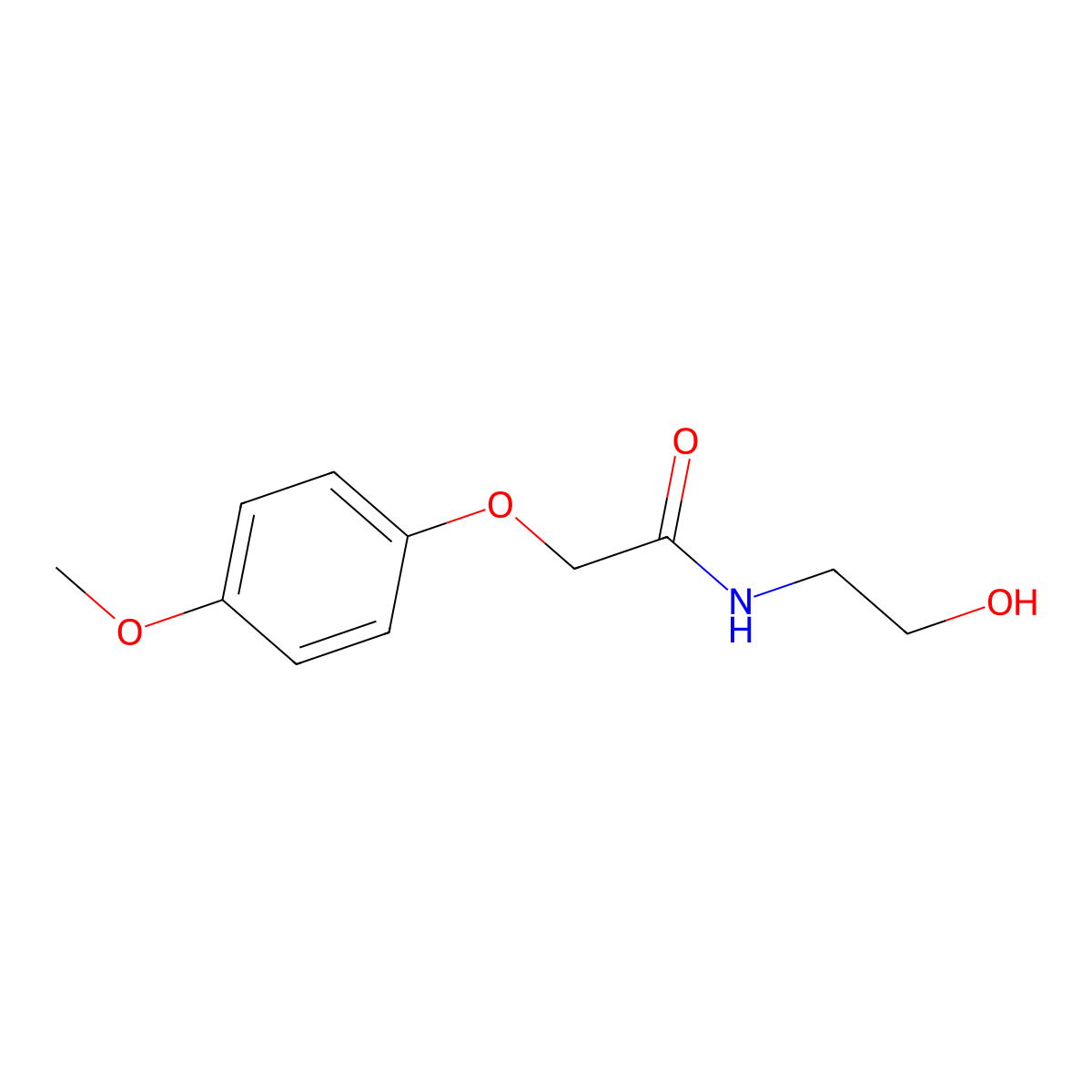 N-(2-hydroxyethyl)-2-(4-methoxyphenoxy)acetamide molecular structure, CAS 51816-48-9
