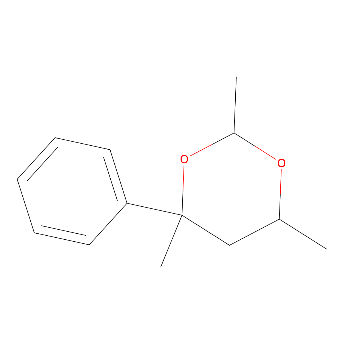 1,3-Dioxane, 2,4,6-trimethyl-4-phenyl- molecular structure, CAS 5182-36-5