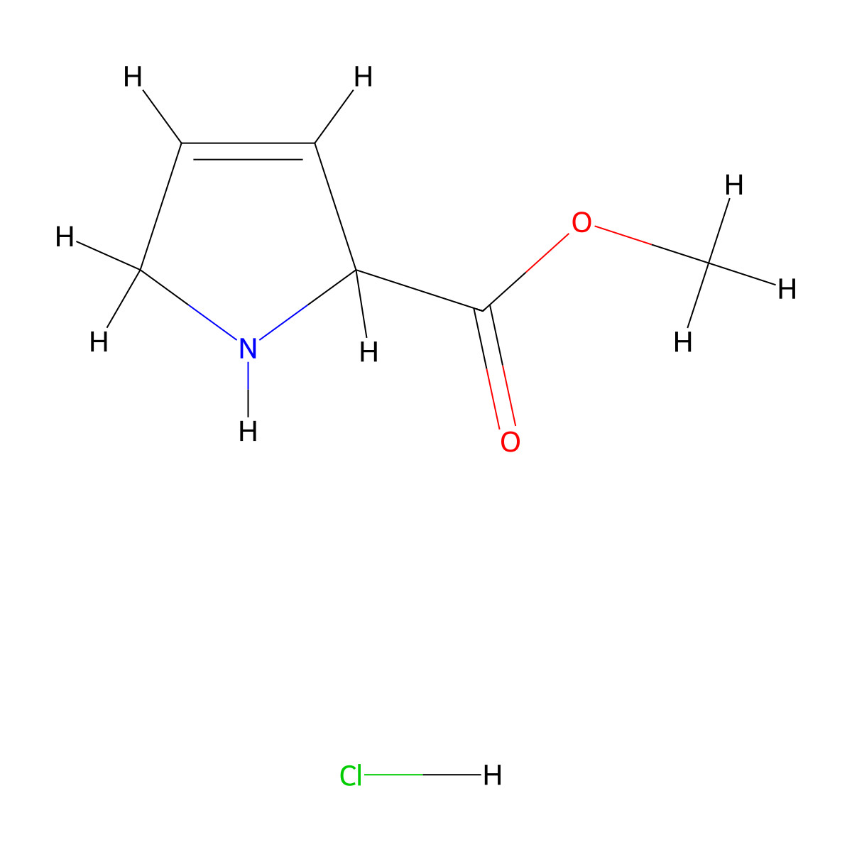 Methyl 2,5-dihydro-1H-pyrrole-2-carboxylate hydrochloride molecular structure, CAS 51827-12-4