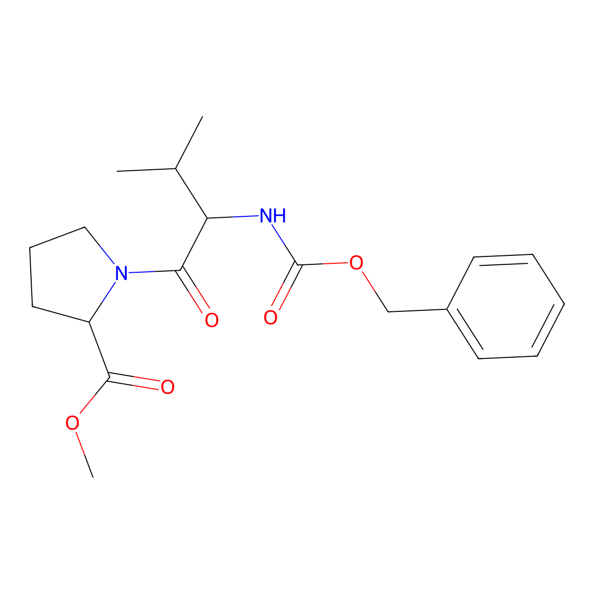 (S)-Methyl 1-((S)-2-(((benzyloxy)carbonyl)amino)-3-methylbutanoyl)pyrrolidine-2-carboxylate molecular structure, CAS 51827-14-6