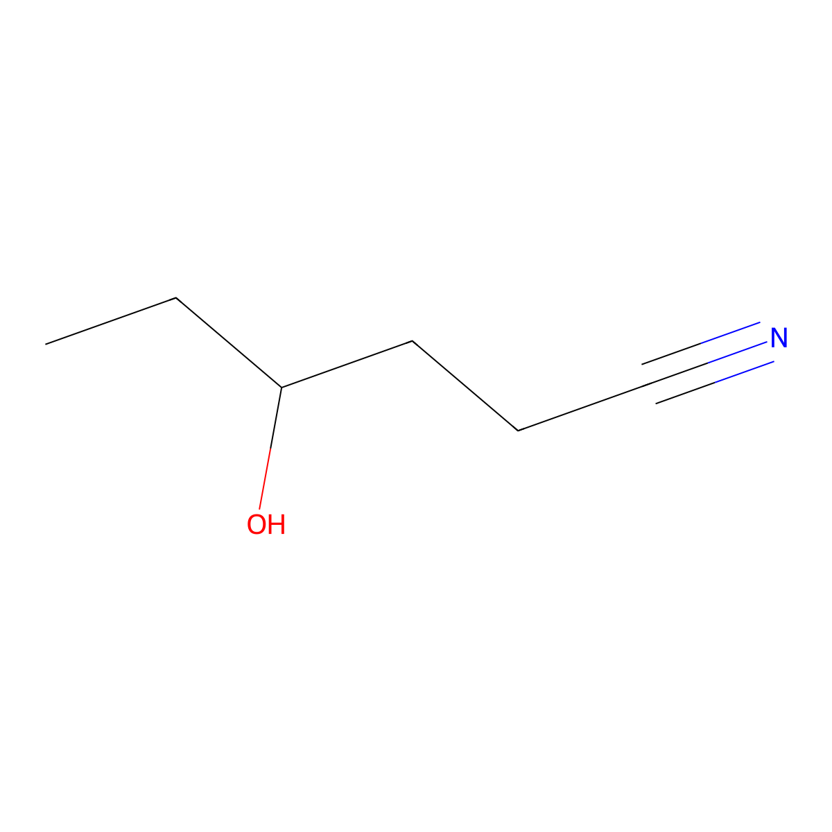 4-Hydroxyhexanenitrile molecular structure, CAS 51827-43-1