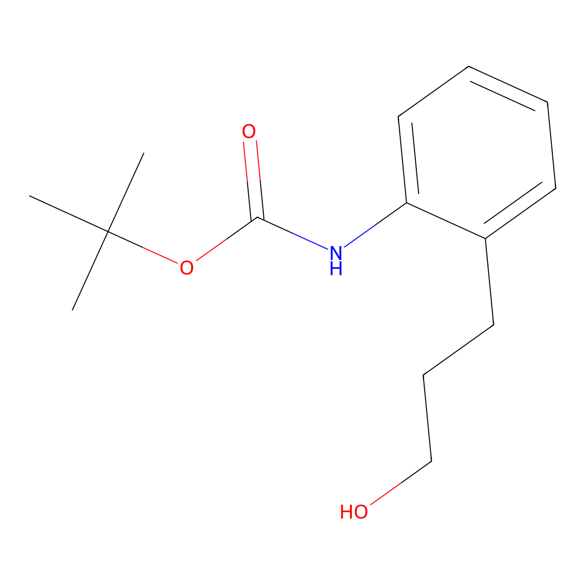 tert-butyl N-[2-(3-hydroxypropyl)phenyl]carbamate molecular structure, CAS 518285-15-9